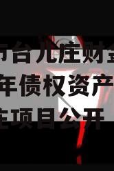 枣庄市台儿庄财金投资2023年债权资产,台儿庄项目公开