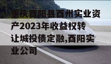 重庆酉阳县酉州实业资产2023年收益权转让城投债定融,酉阳实业公司