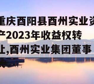 重庆酉阳县酉州实业资产2023年收益权转让,酉州实业集团董事长