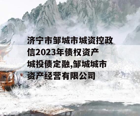 济宁市邹城市城资控政信2023年债权资产城投债定融,邹城城市资产经营有限公司