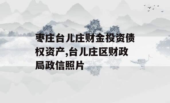 枣庄台儿庄财金投资债权资产,台儿庄区财政局政信照片