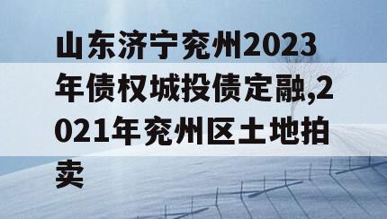 山东济宁兖州2023年债权城投债定融,2021年兖州区土地拍卖