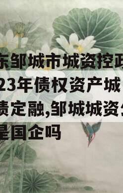 山东邹城市城资控政信2023年债权资产城投债定融,邹城城资公司是国企吗