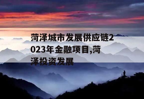 菏泽城市发展供应链2023年金融项目,菏泽投资发展