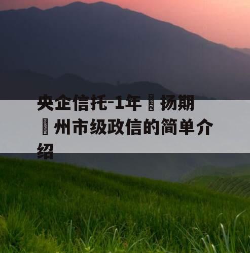 央企信托-1年‮扬期‬州市级政信的简单介绍