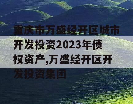 重庆市万盛经开区城市开发投资2023年债权资产,万盛经开区开发投资集团