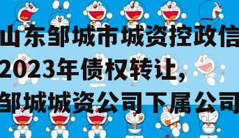 山东邹城市城资控政信2023年债权转让,邹城城资公司下属公司