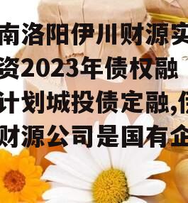 河南洛阳伊川财源实业投资2023年债权融资计划城投债定融,伊川财源公司是国有企业吗