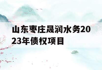 山东枣庄晟润水务2023年债权项目