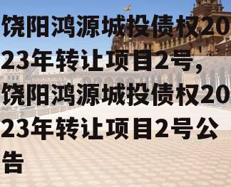 饶阳鸿源城投债权2023年转让项目2号,饶阳鸿源城投债权2023年转让项目2号公告