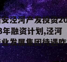 西安泾河产发投资2023年融资计划,泾河产业发展集团待遇咋样