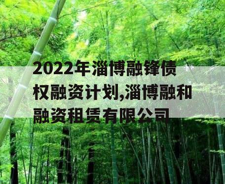 2022年淄博融锋债权融资计划,淄博融和融资租赁有限公司