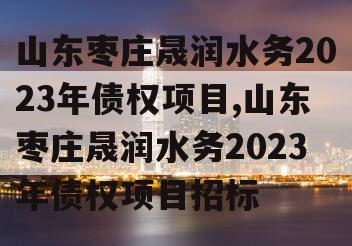 山东枣庄晟润水务2023年债权项目,山东枣庄晟润水务2023年债权项目招标