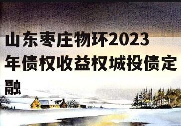 山东枣庄物环2023年债权收益权城投债定融