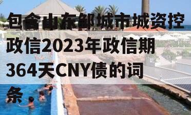 包含山东邹城市城资控政信2023年政信期364天CNY债的词条