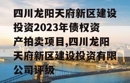 四川龙阳天府新区建设投资2023年债权资产拍卖项目,四川龙阳天府新区建设投资有限公司评级