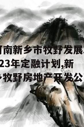 河南新乡市牧野发展2023年定融计划,新乡牧野房地产开发公司