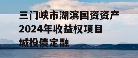 三门峡市湖滨国资资产2024年收益权项目城投债定融