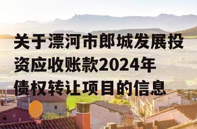 关于漂河市郎城发展投资应收账款2024年债权转让项目的信息