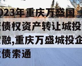 2023年重庆万盛国资债权资产转让城投债定融,重庆万盛城投企业债索通