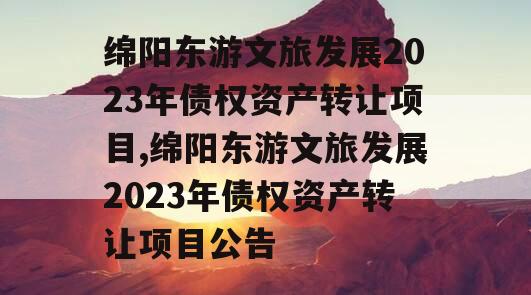 绵阳东游文旅发展2023年债权资产转让项目,绵阳东游文旅发展2023年债权资产转让项目公告