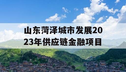 山东菏泽城市发展2023年供应链金融项目