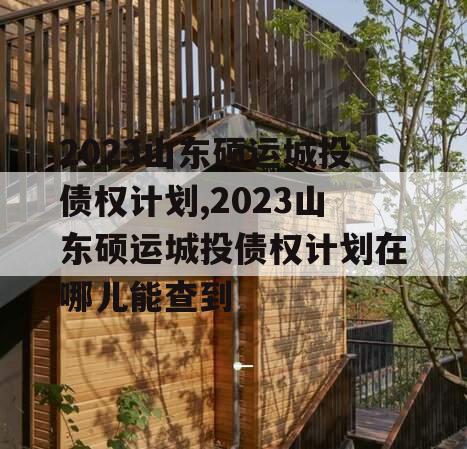 2023山东硕运城投债权计划,2023山东硕运城投债权计划在哪儿能查到