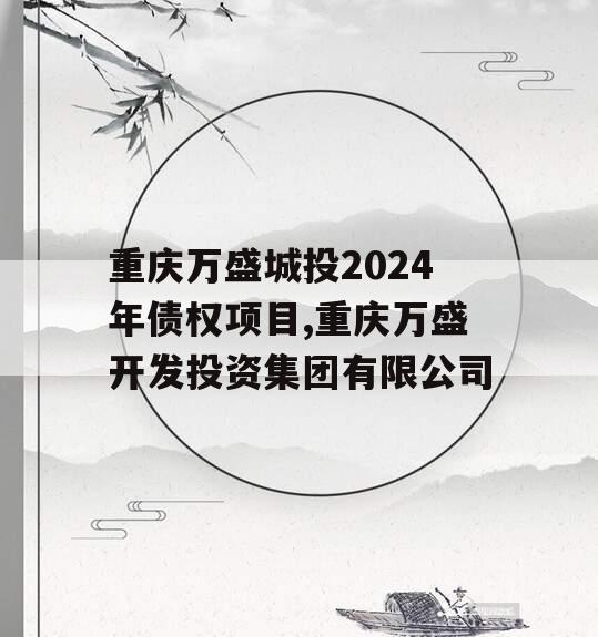 重庆万盛城投2024年债权项目,重庆万盛开发投资集团有限公司