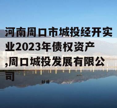 河南周口市城投经开实业2023年债权资产,周口城投发展有限公司