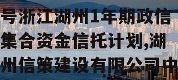 大央企信托--700号浙江湖州1年期政信集合资金信托计划,湖州信策建设有限公司中标