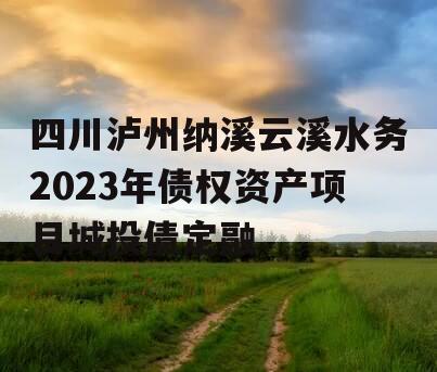 四川泸州纳溪云溪水务2023年债权资产项目城投债定融