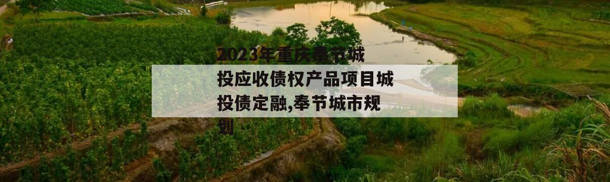 2023年重庆奉节城投应收债权产品项目城投债定融,奉节城市规划