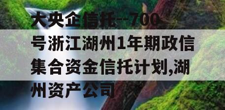 大央企信托--700号浙江湖州1年期政信集合资金信托计划,湖州资产公司