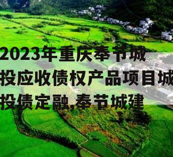 2023年重庆奉节城投应收债权产品项目城投债定融,奉节城建