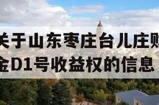 关于山东枣庄台儿庄财金D1号收益权的信息