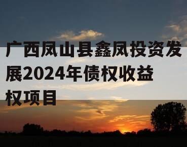 广西凤山县鑫凤投资发展2024年债权收益权项目