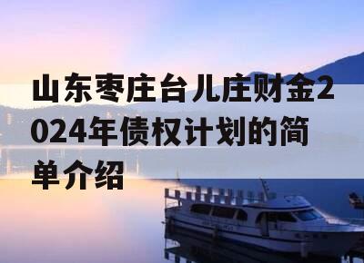 山东枣庄台儿庄财金2024年债权计划的简单介绍