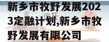 新乡市牧野发展2023定融计划,新乡市牧野发展有限公司