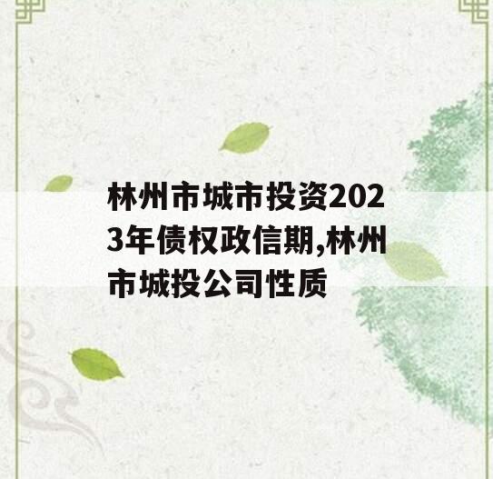 林州市城市投资2023年债权政信期,林州市城投公司性质