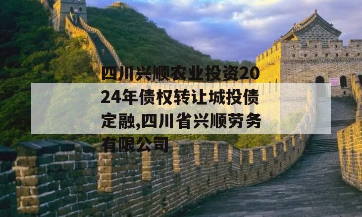 四川兴顺农业投资2024年债权转让城投债定融,四川省兴顺劳务有限公司