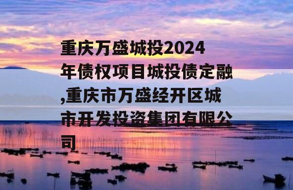 重庆万盛城投2024年债权项目城投债定融,重庆市万盛经开区城市开发投资集团有限公司