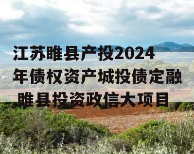 江苏睢县产投2024年债权资产城投债定融,睢县投资政信大项目