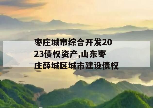 枣庄城市综合开发2023债权资产,山东枣庄薛城区城市建设债权