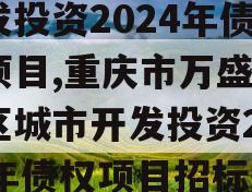 重庆市万盛经开区城市开发投资2024年债权项目,重庆市万盛经开区城市开发投资2024年债权项目招标公告