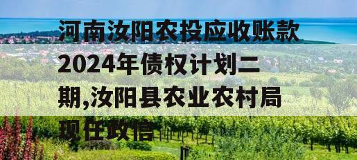 河南汝阳农投应收账款2024年债权计划二期,汝阳县农业农村局现任政信