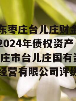 山东枣庄台儿庄财金投资2024年债权资产,枣庄市台儿庄国有资产经营有限公司评级