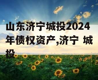 山东济宁城投2024年债权资产,济宁 城投