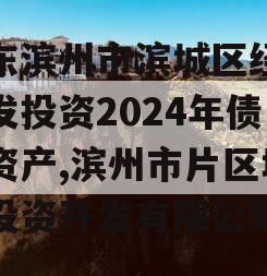 山东滨州市滨城区经济开发投资2024年债权资产,滨州市片区城市投资开发有限公司