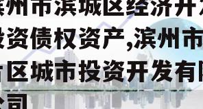 滨州市滨城区经济开发投资债权资产,滨州市片区城市投资开发有限公司