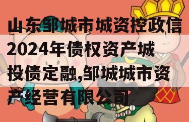 山东邹城市城资控政信2024年债权资产城投债定融,邹城城市资产经营有限公司